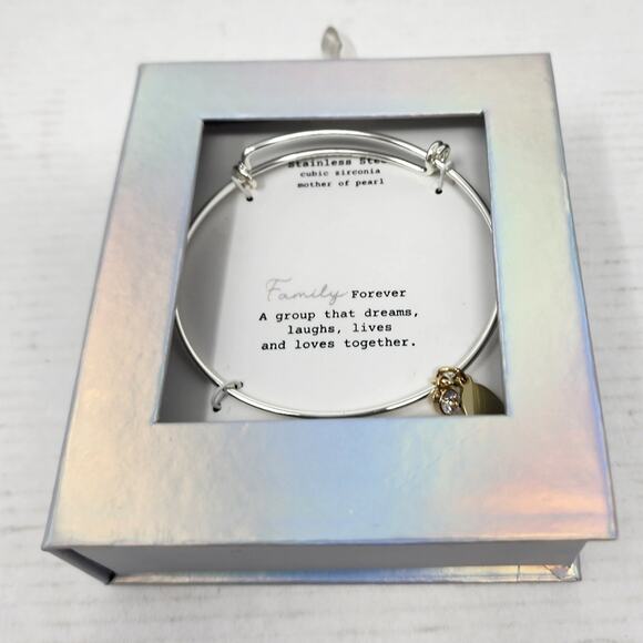 Family Forever Bracelot Gift Idea New in Package Cubic Zirconia Mother of Pearl - Picture 8 of 9